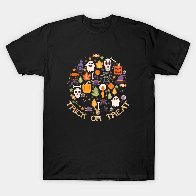 Retro Trick Or Treat Halloween Collage T-Shirt