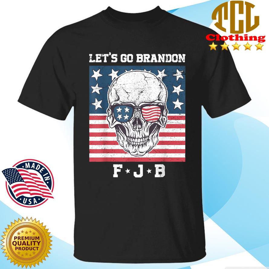 Let's Go Brandon Tee Conservative Anti Liberal US Skull Flag T-Shirt,  hoodie, sweater, long sleeve and tank top
