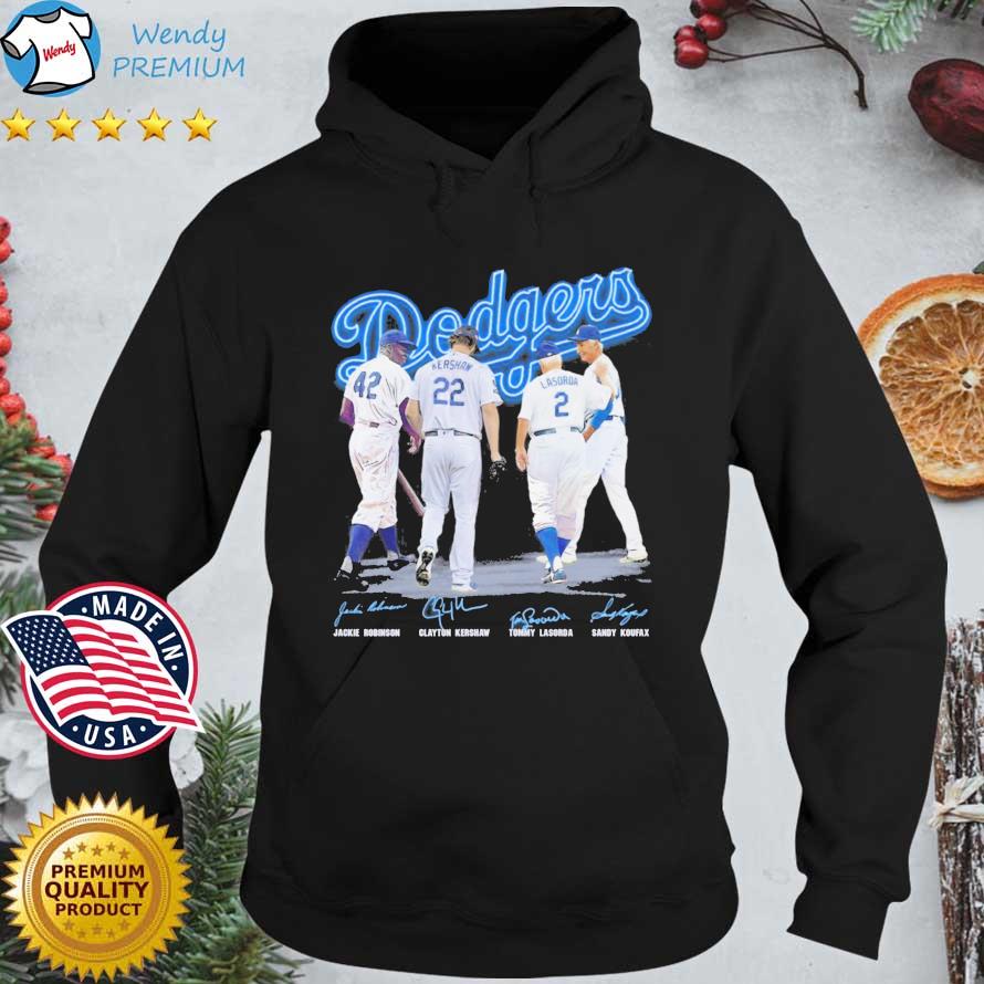 Los Angeles Dodgers Jackie Robinson Clayton Kershaw Tommy Lasorda Sandy  Koufax signatures shirt, hoodie, sweater, long sleeve and tank top