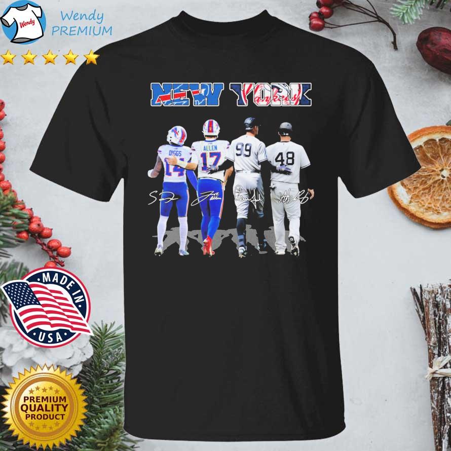 Funny buffalo Bills And New York Yankees Diggs Allen Aaron Judge And Anthony Rizzo signatures shirt