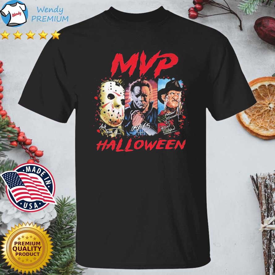 Funny horror Movies Characters Jason Voorhees Michael Myers And Freddy Krueger's MVP Halloween Signatures shirt