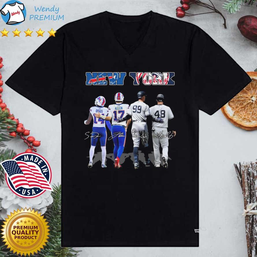 Josh Allen Stefon Diggs Aaron Judge Anthony Rizzo i am a New York Yankees  and a Buffalo Bills for life signatures 2023 shirt, hoodie, sweater, long  sleeve and tank top
