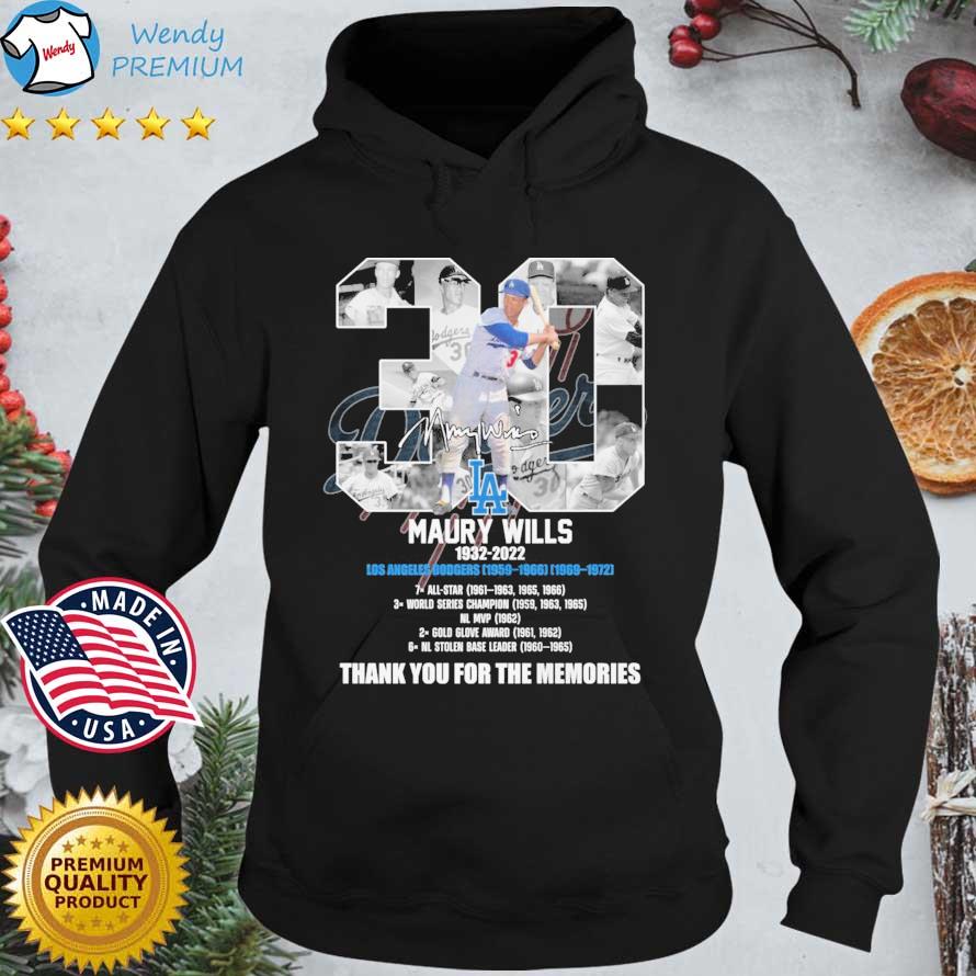Official maury Wills 1932-2022 Los Angeles Dodgers Thank You For The Memories Signature s Hoodie den