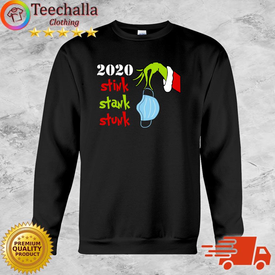 The Grinch hand holding mask 2020 stink stank stunk Christmas sweater