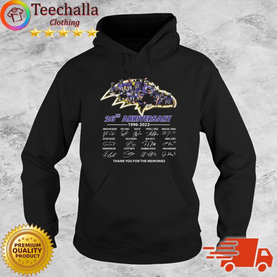 Baltimore Ravens 26th Anniversary 1996-2022 Thank You For The Memories Signatures s Hoodie