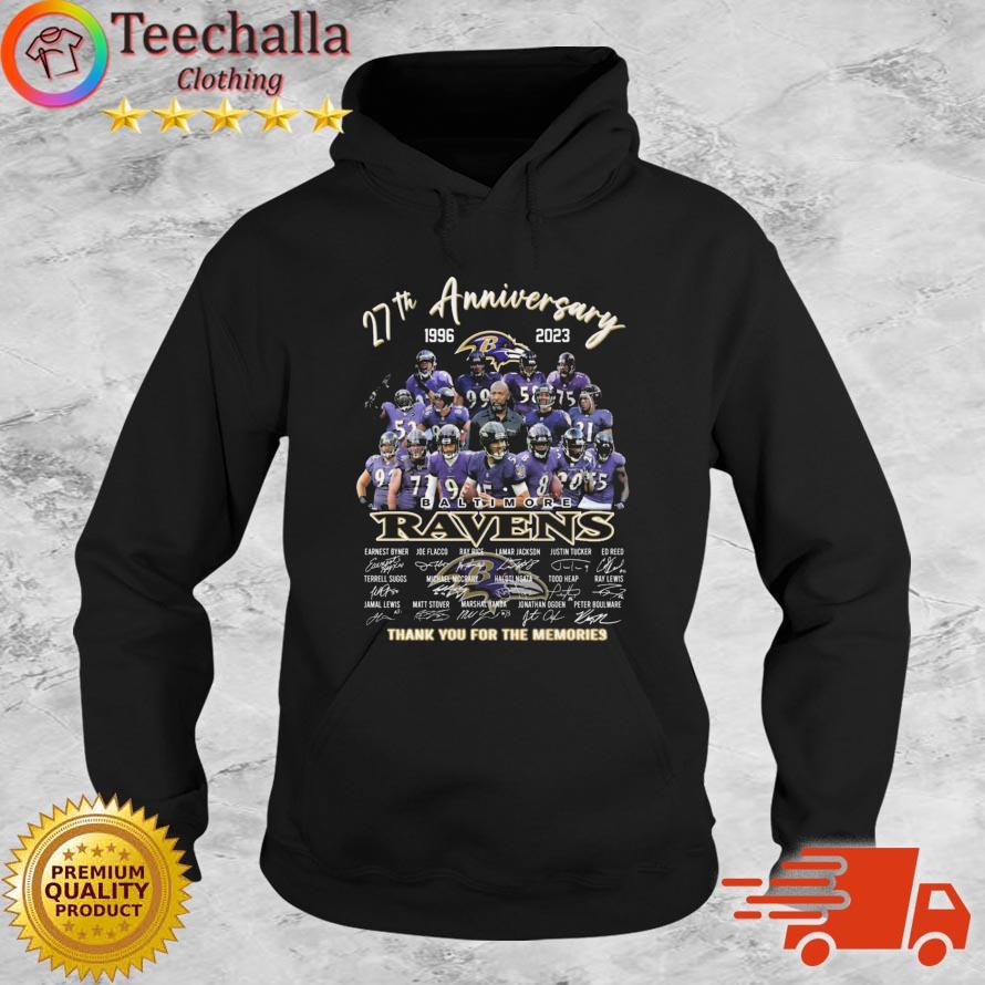 Official Baltimore Ravens 27th Anniversary 1996-2023 Thank You For The Memories Signatures s Hoodie