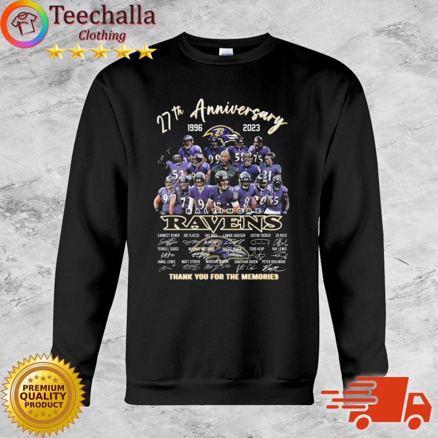 Official Baltimore Ravens 27th Anniversary 1996-2023 Thank You For The Memories Signatures shirt