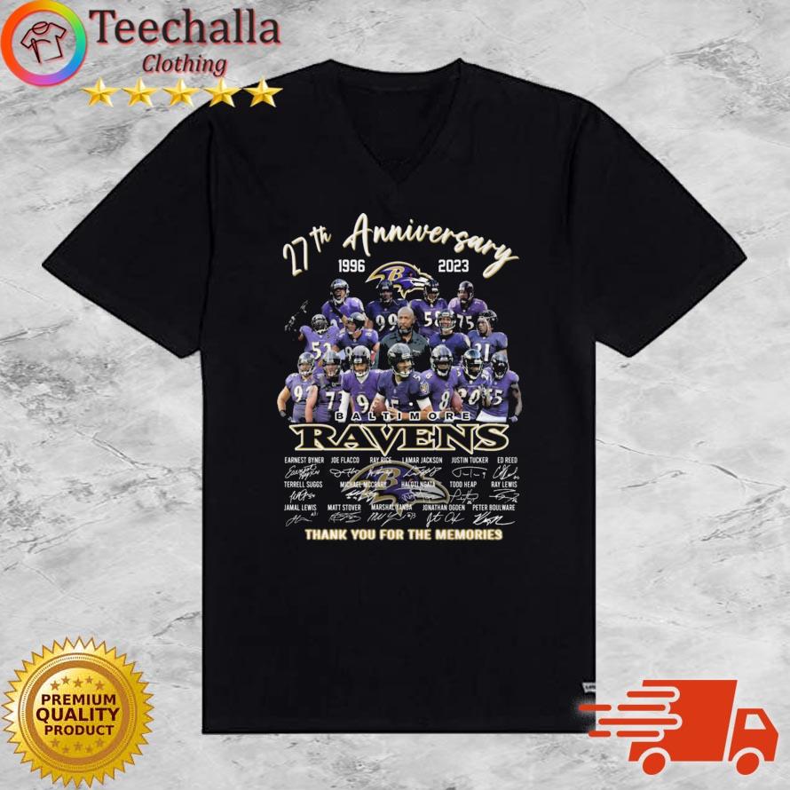 Official Baltimore Ravens 27th Anniversary 1996-2023 Thank You For The Memories Signatures s V-neck