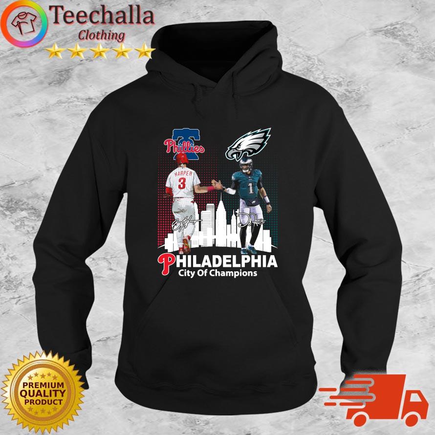 Philadelphia Phillies City Of Champions Philadelphia Phillies And Philadelphia Eagles Signatures sweats Hoodie