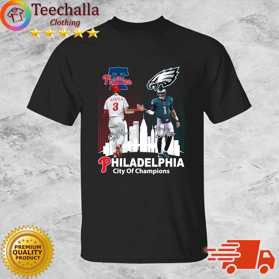 Philadelphia Phillies City Of Champions Philadelphia Phillies And Philadelphia Eagles Signatures sweats shirt