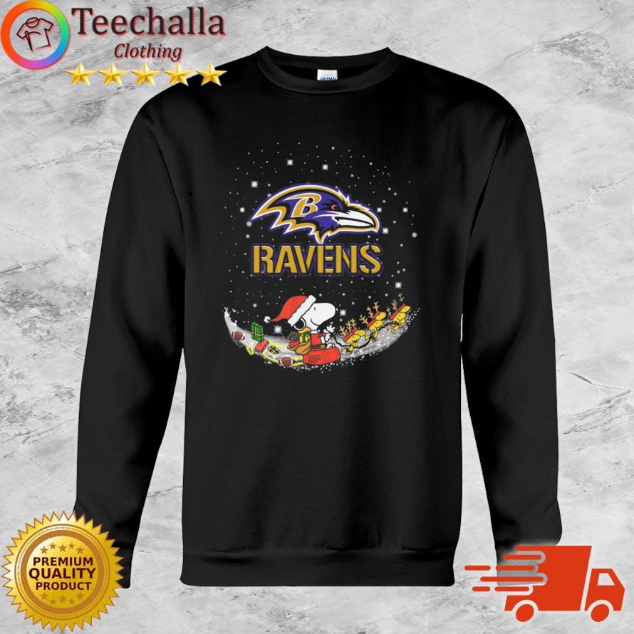Santa Snoopy And Reindeers Woodstock Baltimore Ravens Merry Christmas sweatshirt