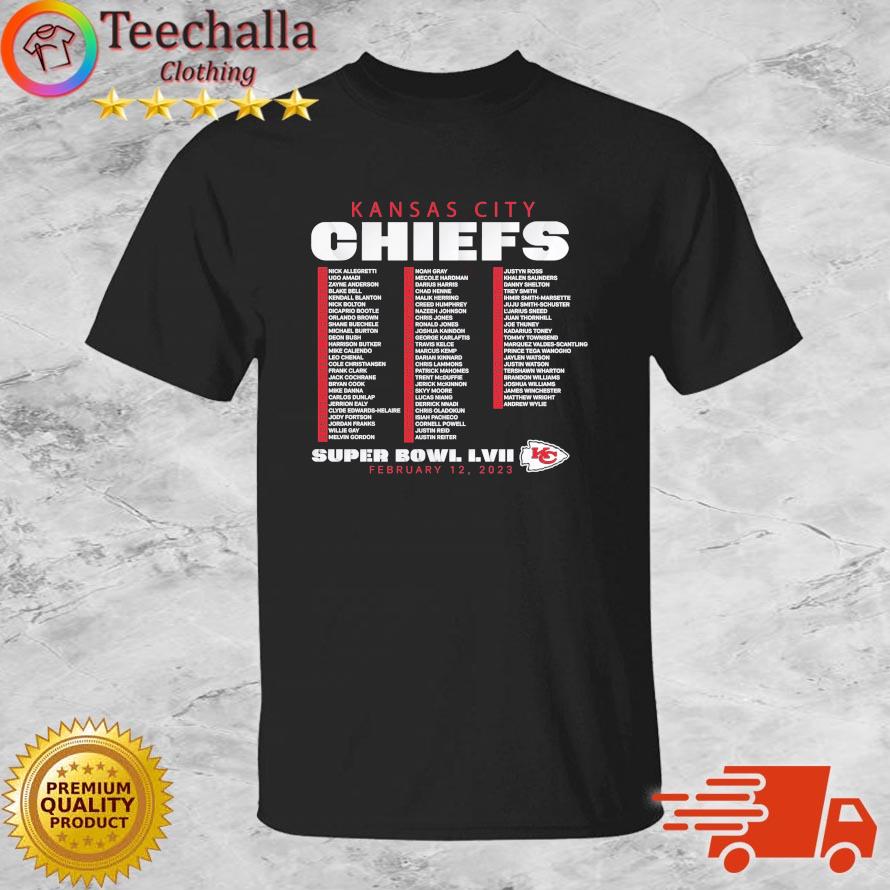 Youth Black Kansas City Chiefs Super Bowl LVII Roster T-Shirt